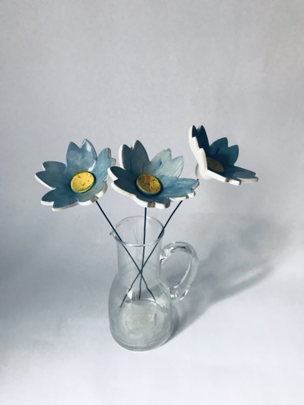 Blue Ceramic Daisies- Bunch of 3 - Image 6