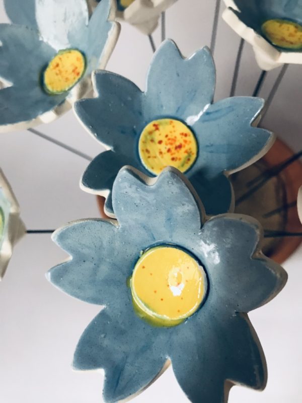 Blue Ceramic Daisies- Bunch of 3 - Image 4